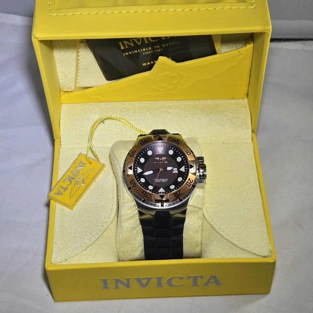 Invicta Excursion Sport Model 14438 Swiss Made Watch Two Tone Brown Dial